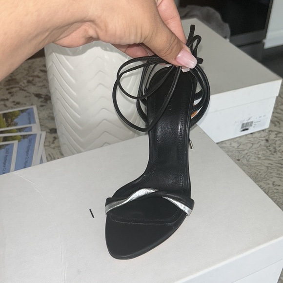 IRO SILVER & BLACK STRAP HEELS - Picture 4 of 5